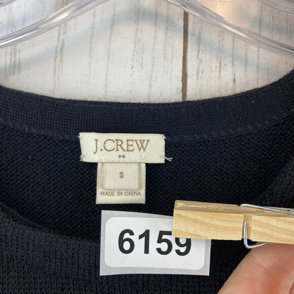 J. Crew Black Merino Wool 3/4 Sleeve Pocket Tunic Sweater C8696 Size Small - Picture 10 of 10